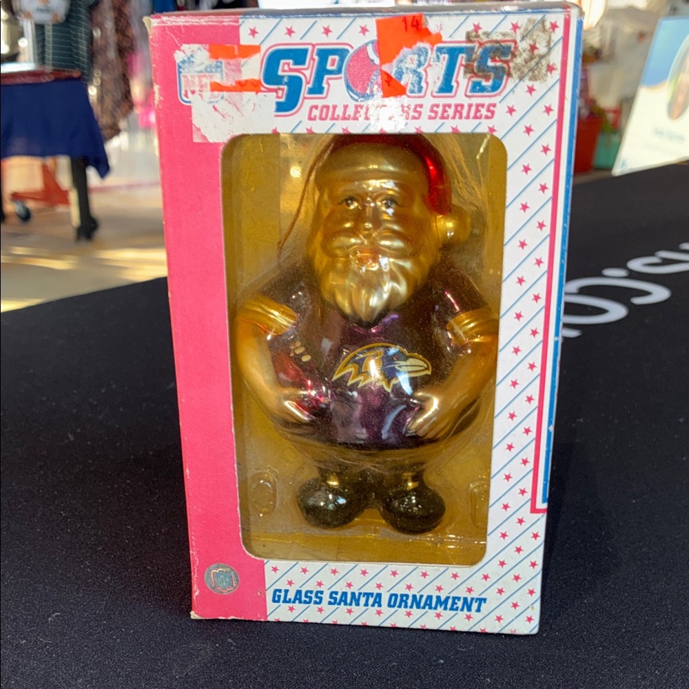 Baltimore Ravens Sports Glass Santa Ornament